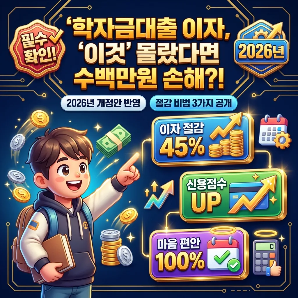 학자금대출 중도상환 시 원금 감소와 기간 단축을 통해 이자가 줄어드는 원리를 설명하는 인포그래픽입니다.
