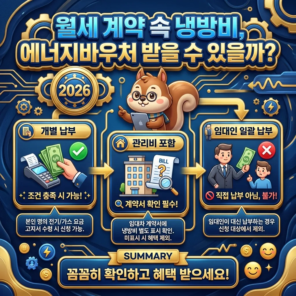2026년 에너지바우처의 신청 기간과 하절기, 동절기 사용 기간을 시각적으로 보여주는 타임라인 인포그래픽. 미사용 잔액 처리 방안도 함께 안내한다.