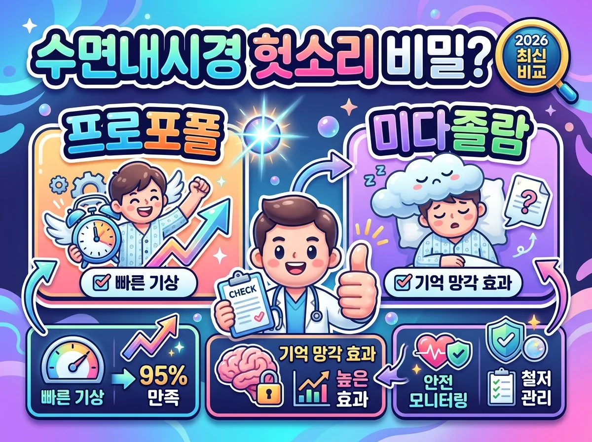 수면내시경 시 헛소리 발생 원인과 프로포폴 및 미다졸람 약물 특성을 비교 분석한 종합 안내 썸네일