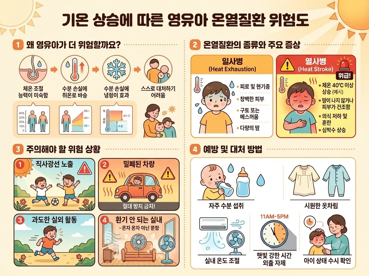 8월 아기 열사병 증상 확인과 긴급 대처 가이드 (2026년형) 이미지 1