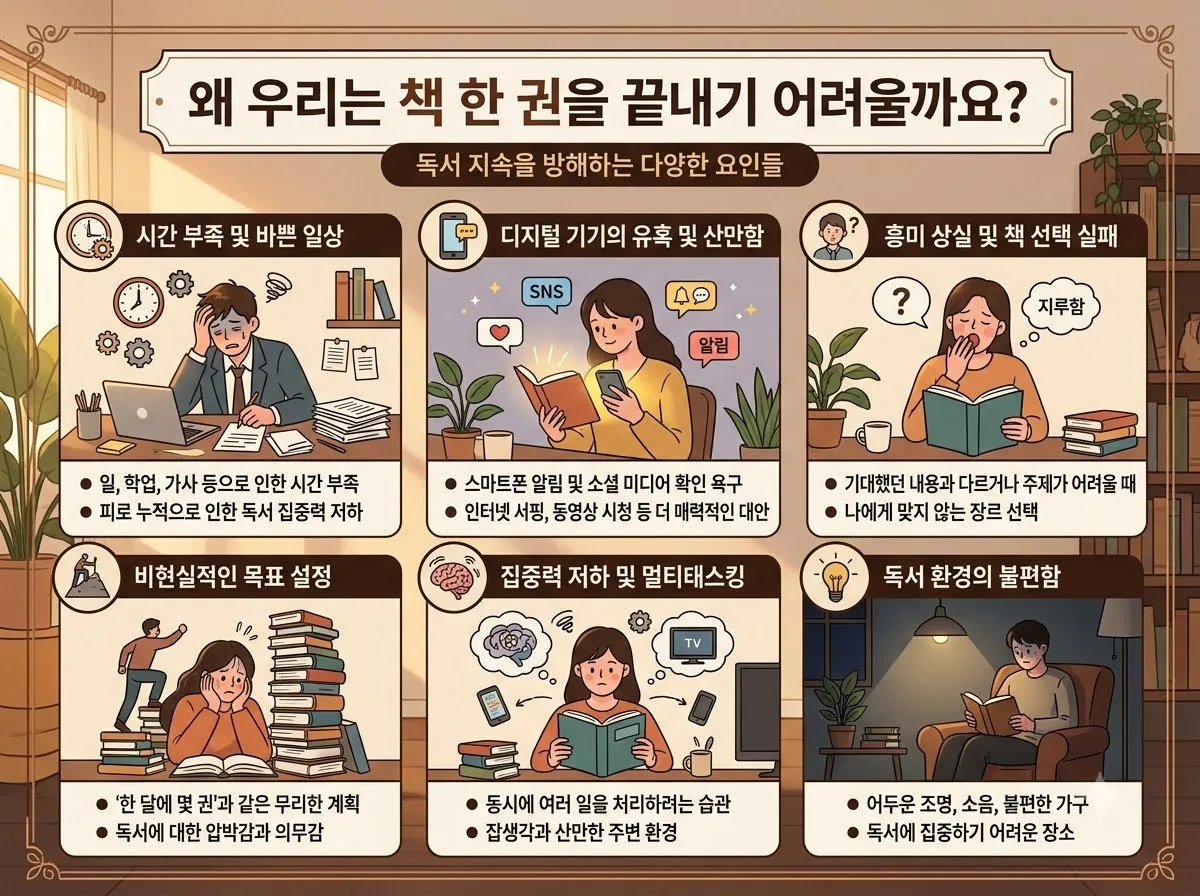 책을 끝까지 읽지 못하는 이유 5가지와 2026년 독서 습관 완성법 이미지 1