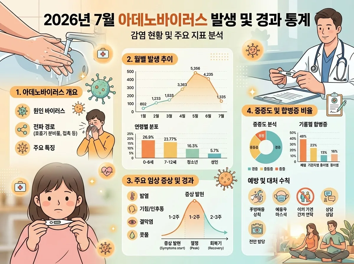 아기 눈곱 고열 동반되는 아데노바이러스, 2026년 증상 대처법과 예방 수칙 이미지 2