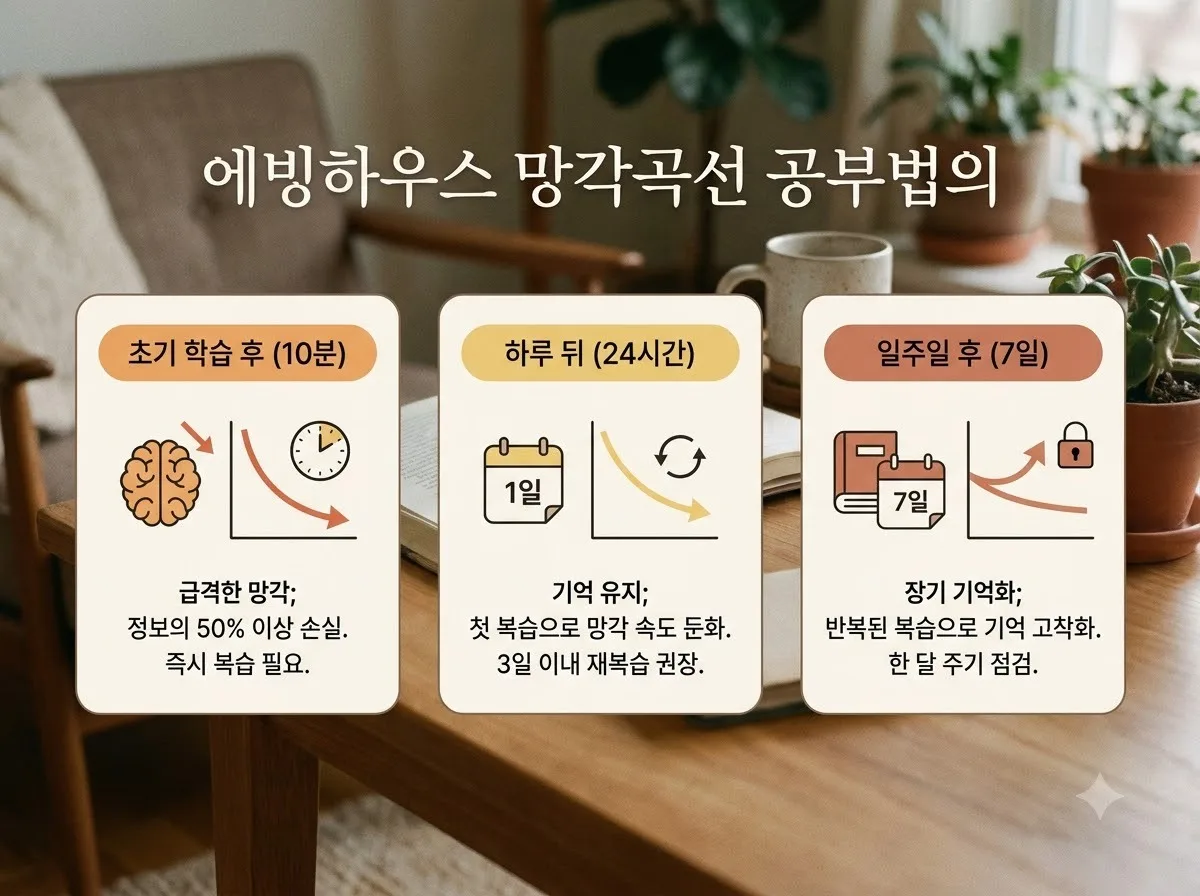망각곡선을 활용한 공부법, 직장인 합격률 높이는 4단계 복습 주기