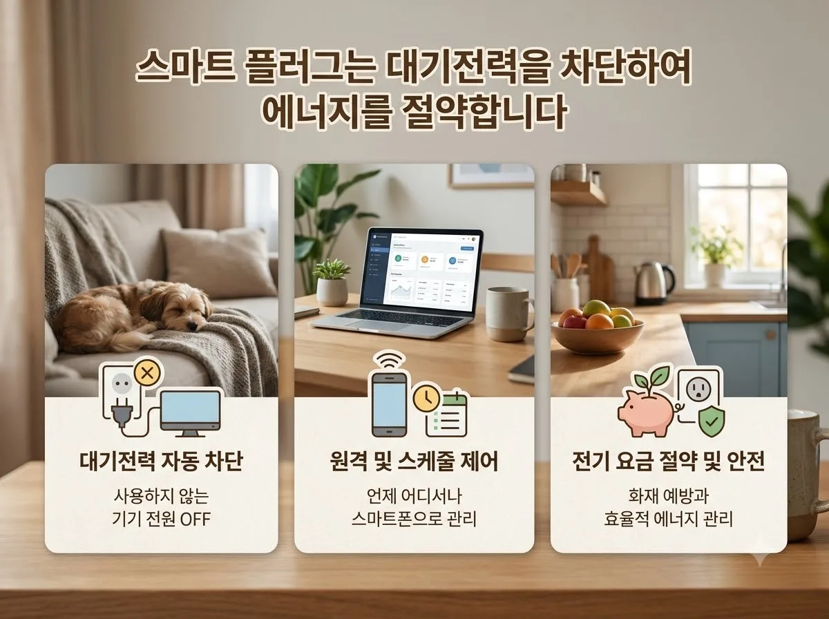 스마트 플러그 대기전력 차단, 전기요금 누진세 구간 낮추는 3단계 방법 핵심을 요약한 대표 썸네일 이미지