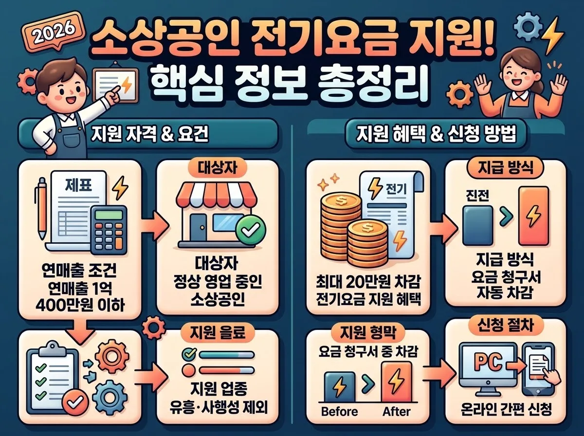소상공인 전기요금 특별지원 신청 대상: 2026년 조건과 20만원 혜택 이미지 1
