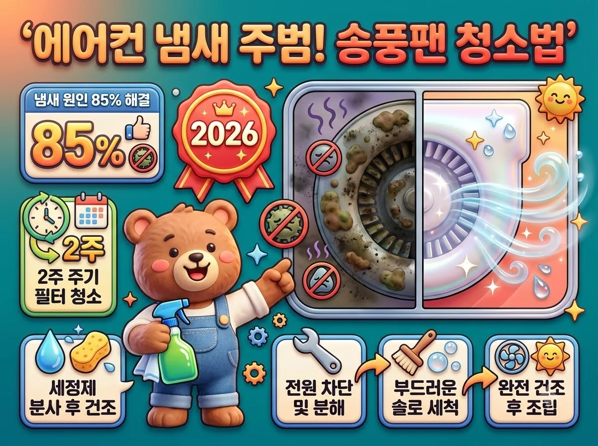 에어컨 곰팡이 원인 송풍팬 청소로 냄새 해결하는 3가지 방법