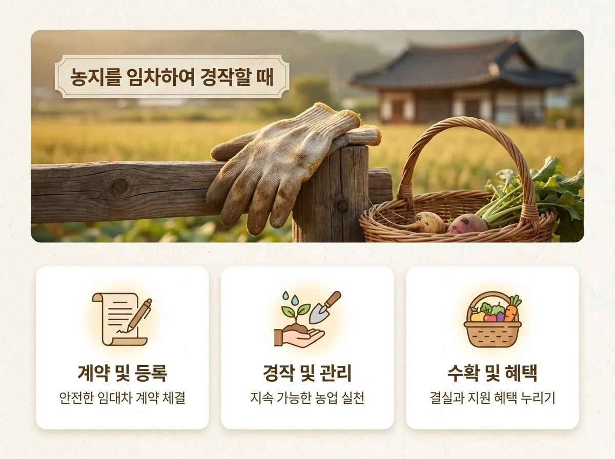 농지 임대 경작 인정 기준, 임차농이 꼭 확인해야 할 4가지 요건 핵심을 요약한 대표 썸네일 이미지