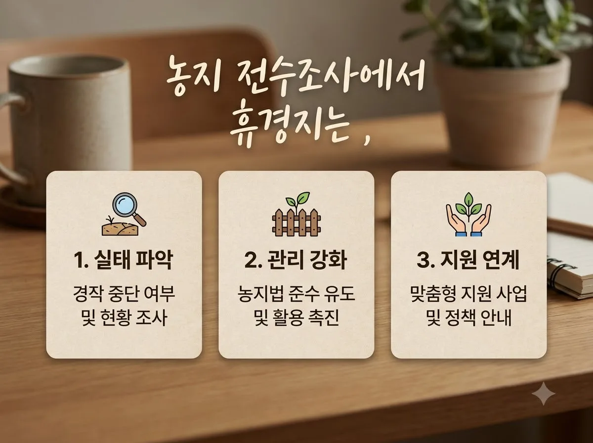 농지 전수조사 휴경지 판단 기준 3가지와 조사 대상 확인법 핵심을 요약한 대표 썸네일 이미지
