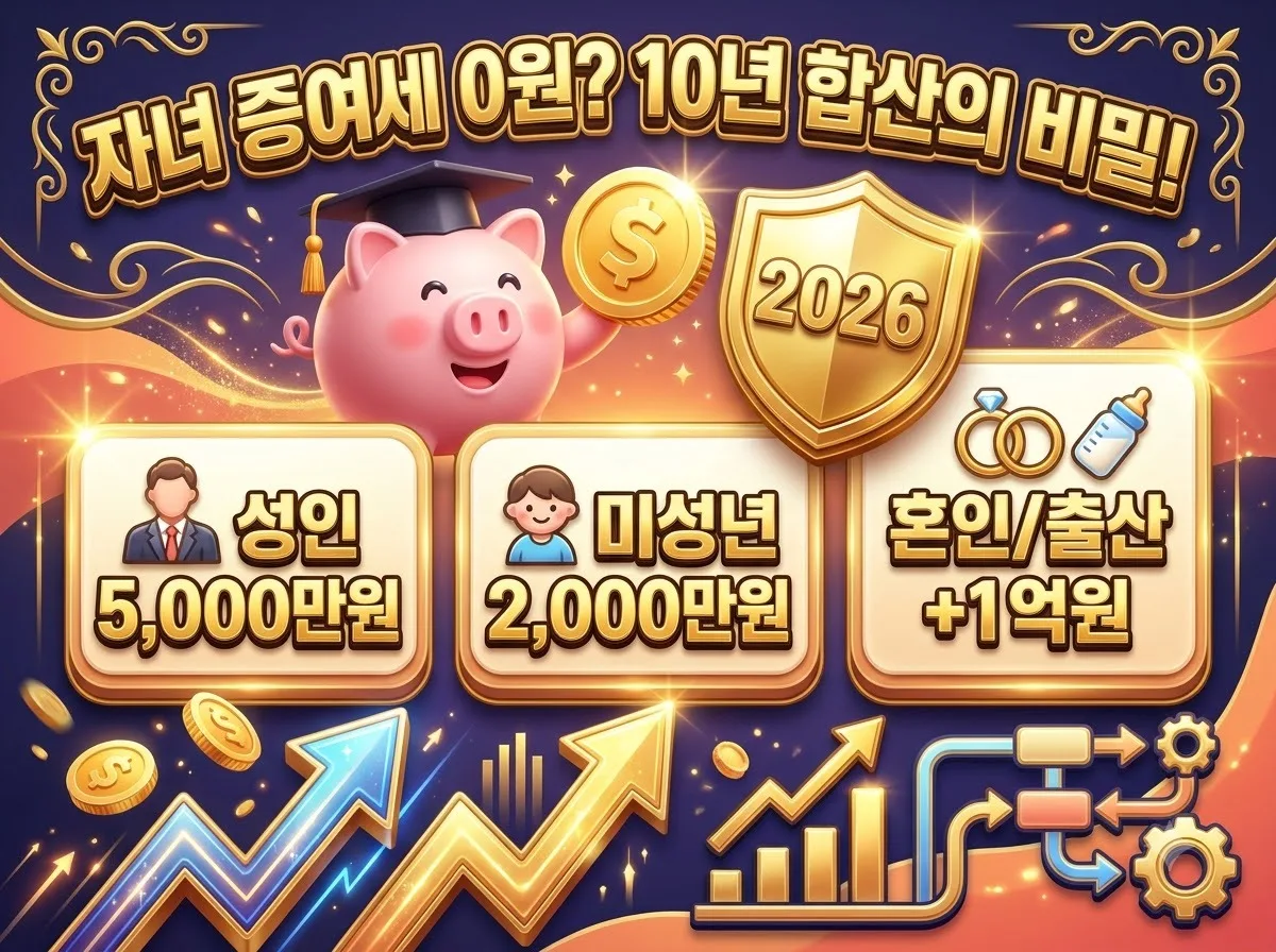 자녀 증여세 면제 한도 10년 합산액 및 2026년 신고 시 필수 주의점