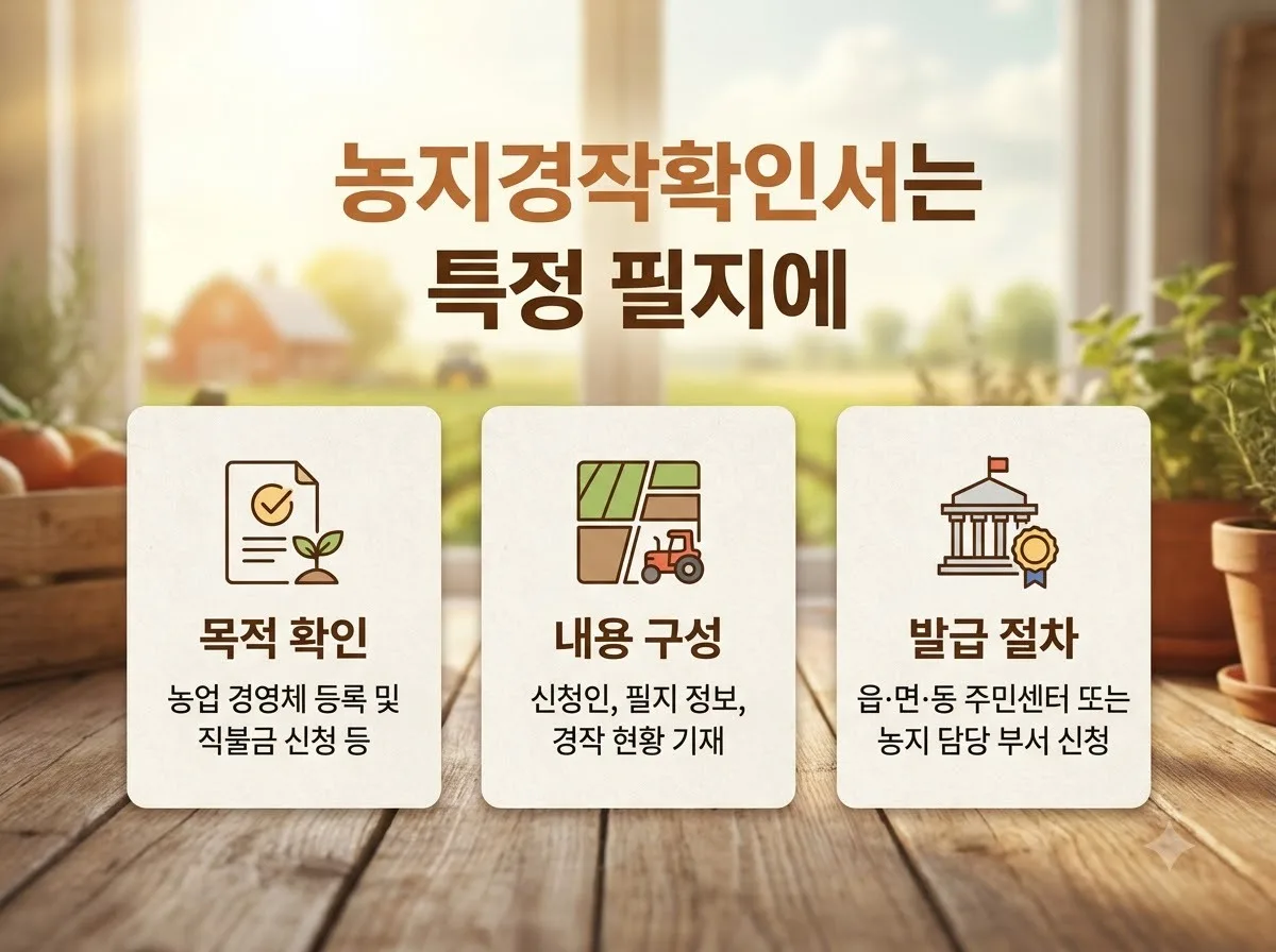 농지경작확인서 농업경영체 등록확인서 차이점 3가지와 발급 방법 핵심을 요약한 대표 썸네일 이미지