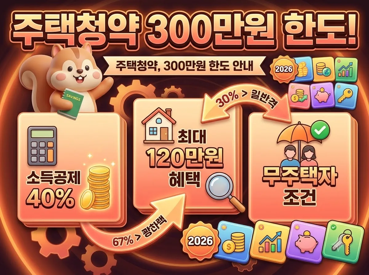 주택청약종합저축 소득공제 한도 3가지 조건과 직장인 절세 혜택을 한눈에 보여주는 인포그래픽 썸네일