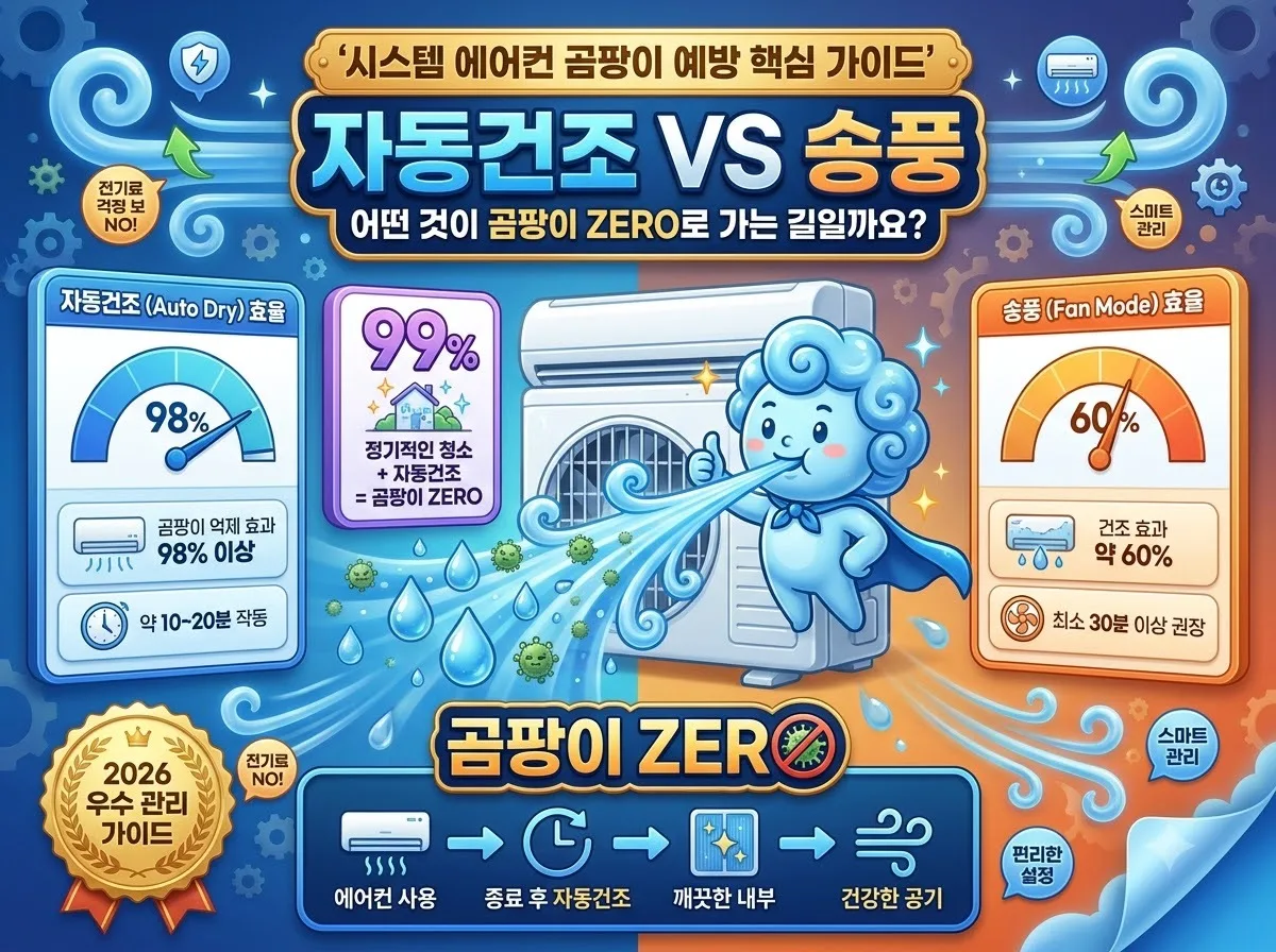 시스템 에어컨 자동건조와 송풍 차이점 3가지 끄기 전 확인법