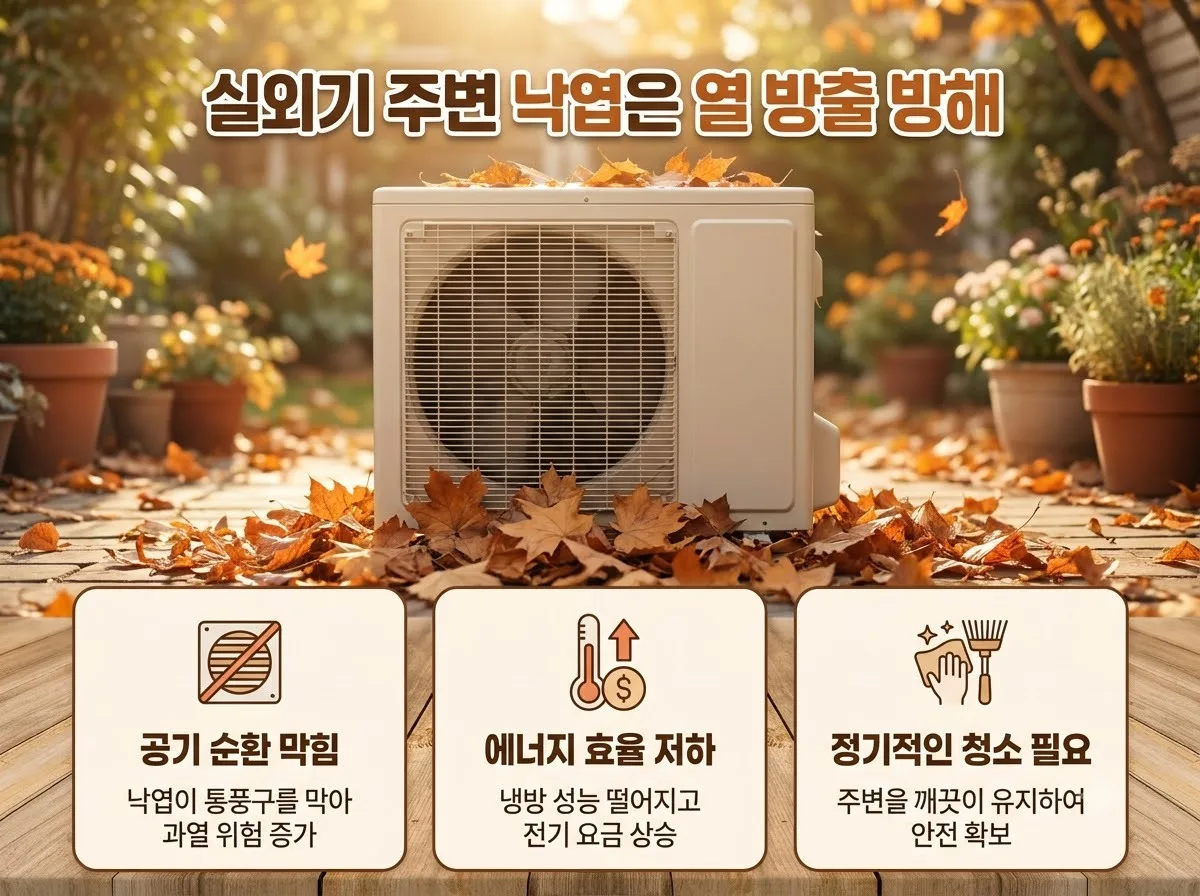 에어컨 실외기 낙엽 방치 시 화재 위험, 통풍구 점검법 3가지