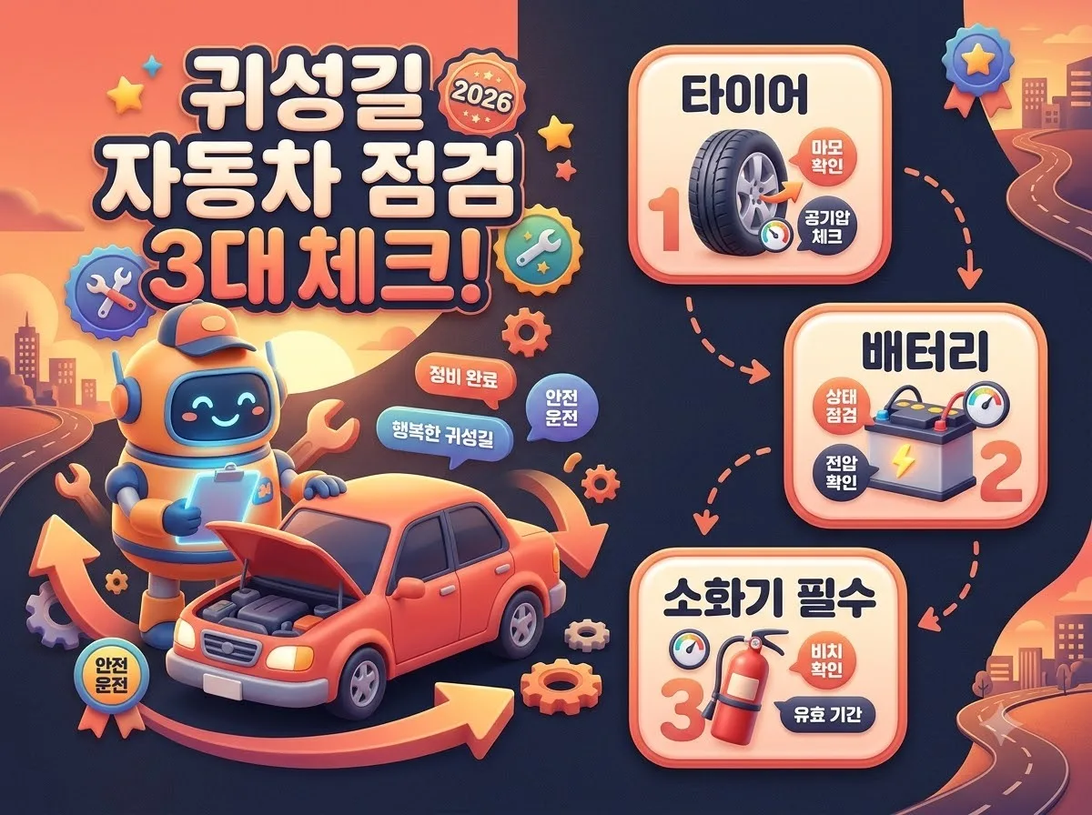 귀성길 자동차 점검과 필수용품, 2026년 안전 운전을 위한 가이드
