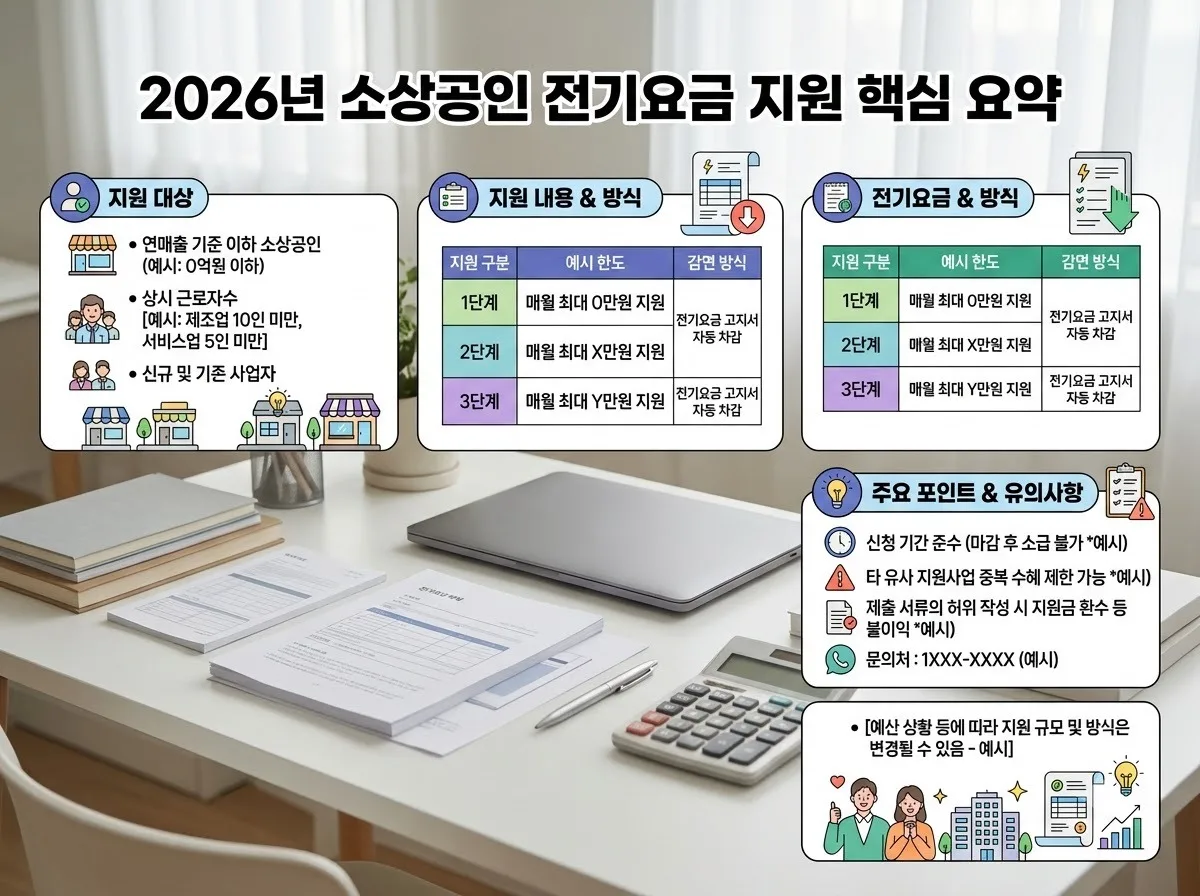 2026 소상공인 전기요금 지원: 관리비 포함된 경우 신청 방법 및 서류 이미지 1