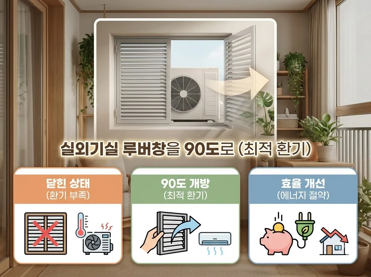 아파트 실외기실 루버창 90도 개방이 냉방비 20% 줄이는 이유와 관리 요령 핵심을 요약한 대표 썸네일 이미지