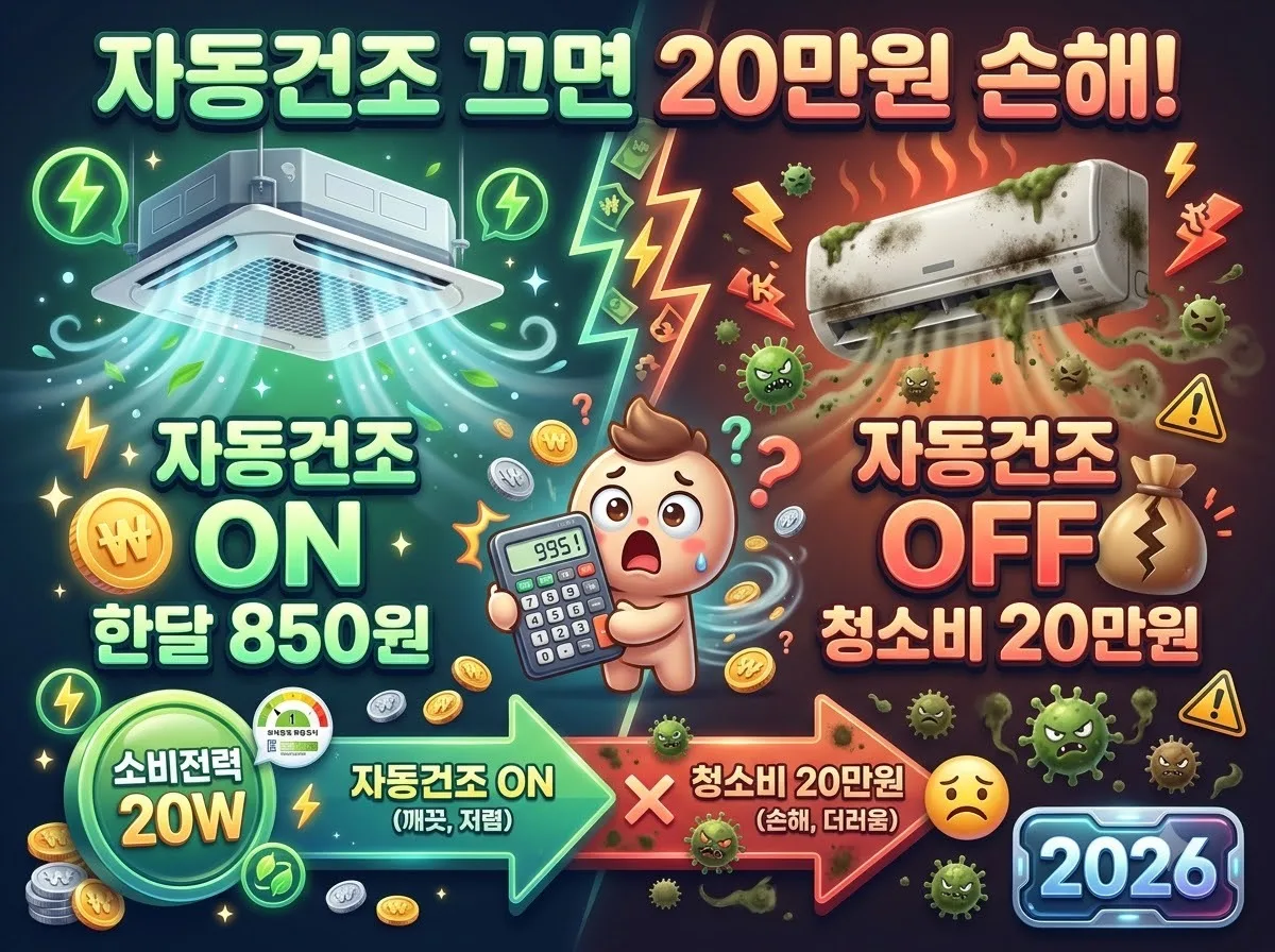 시스템 에어컨 자동건조 전기요금 아끼려다 곰팡이 청소비 20만원 더 듭니다