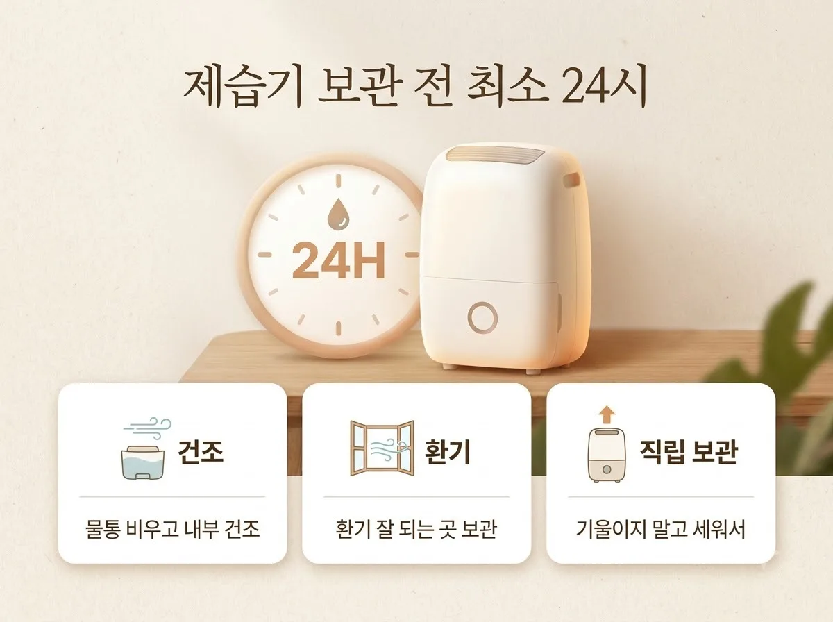 제습기 장기 보관 루틴 4단계: 컴프레서 오일과 물통 건조 핵심 핵심을 요약한 대표 썸네일 이미지