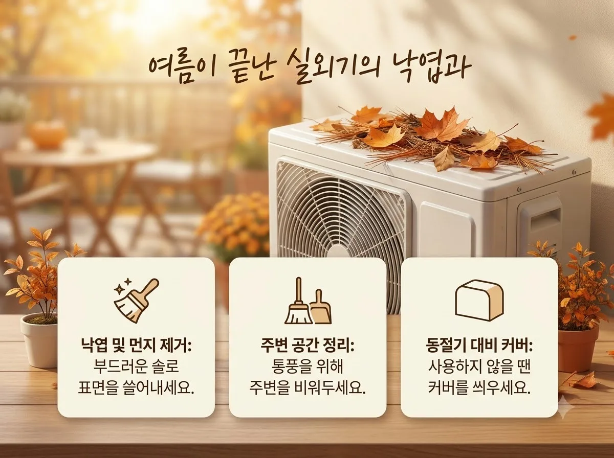 에어컨 실외기 청소, 2026년 가을 낙엽 제거가 화재 예방의 핵심인 이유