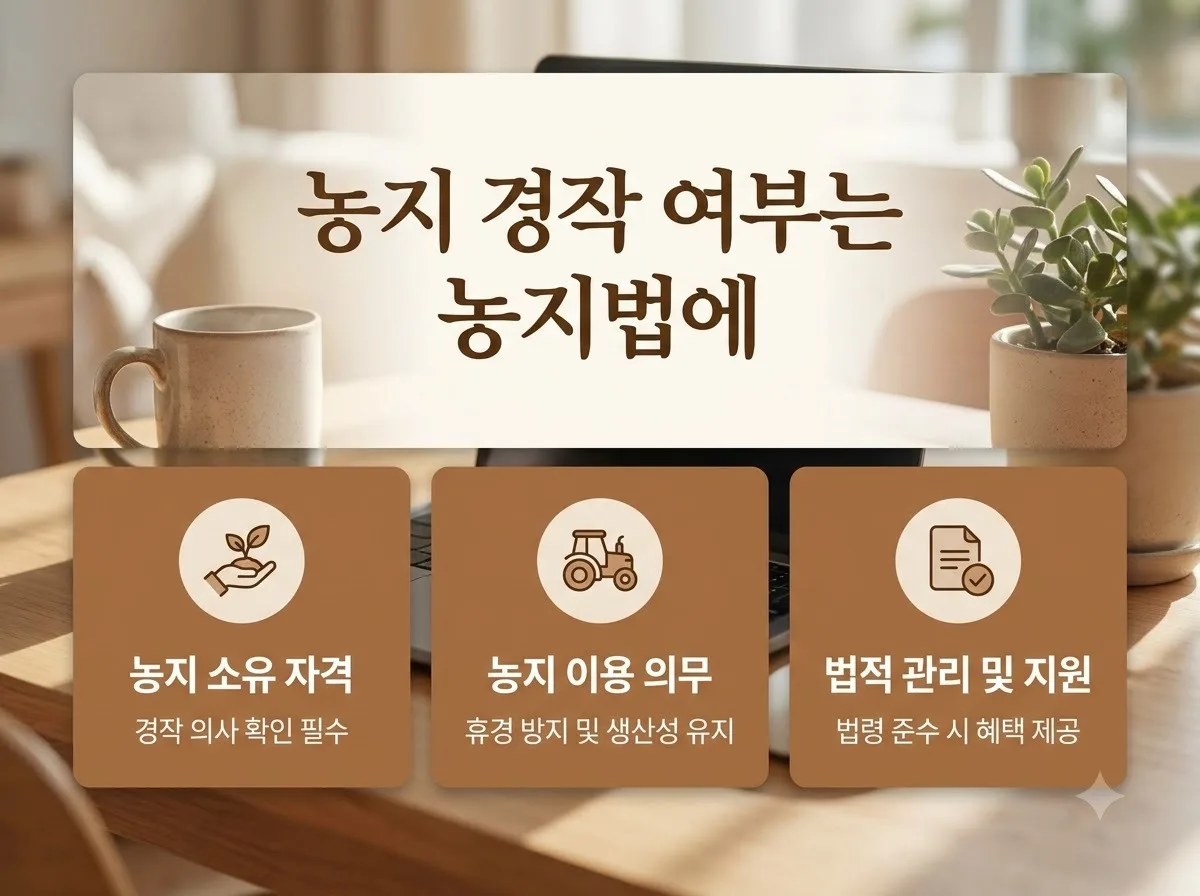 농지 경작 여부 확인 기준 4가지와 실태조사 대비 체크리스트 핵심을 요약한 대표 썸네일 이미지