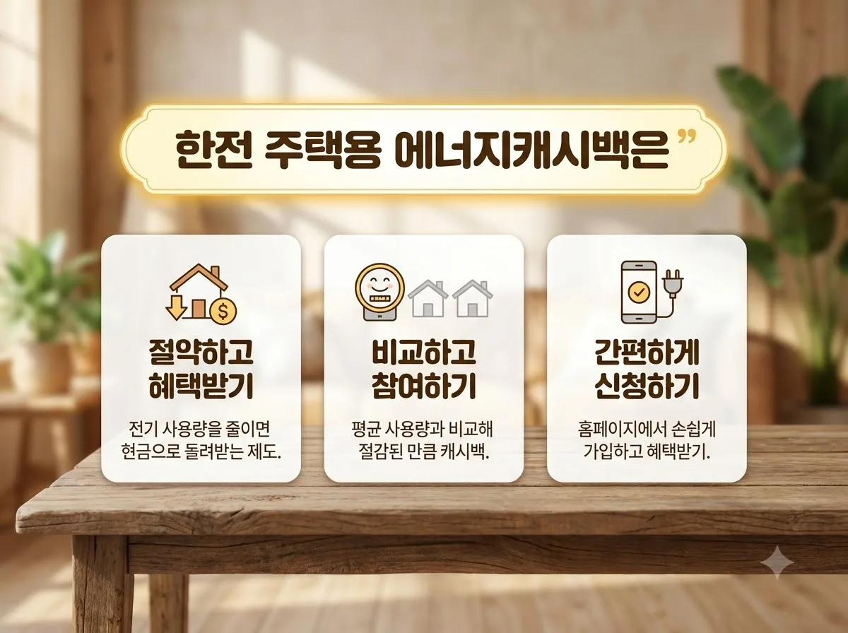 한전 에너지캐시백 신청 자격과 2026년 환절기 전기요금 절약 팁 핵심을 요약한 대표 썸네일 이미지
