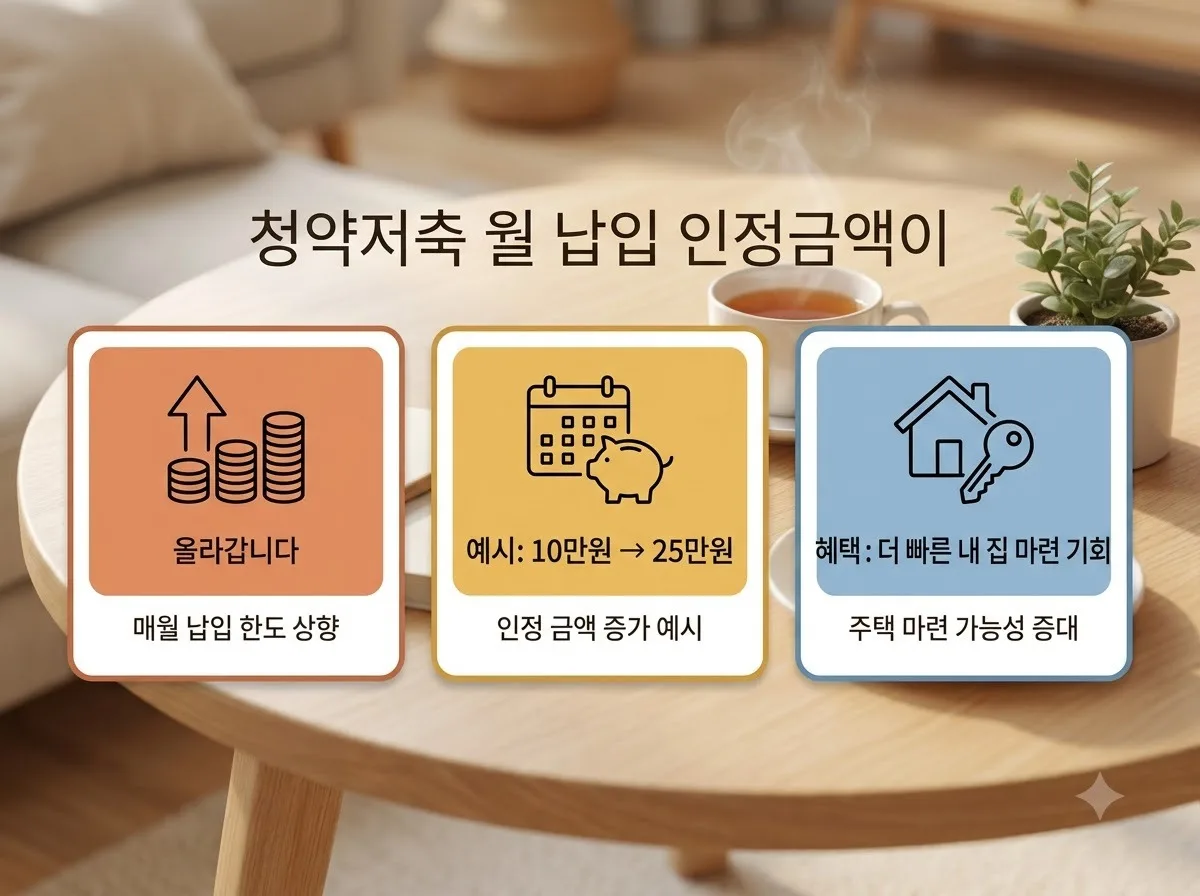 청약저축 납입 인정금액 월 25만 원 상향, 무엇이 달라지나? 핵심을 요약한 대표 썸네일 이미지