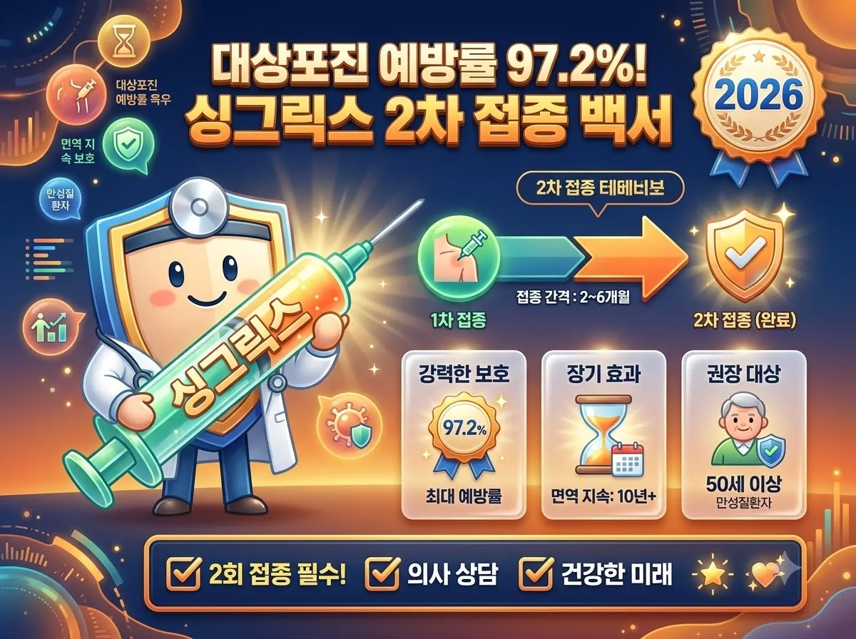 싱그릭스 2차 접종 간격과 시기, 이상반응 대처법 및 2026년 주의사항