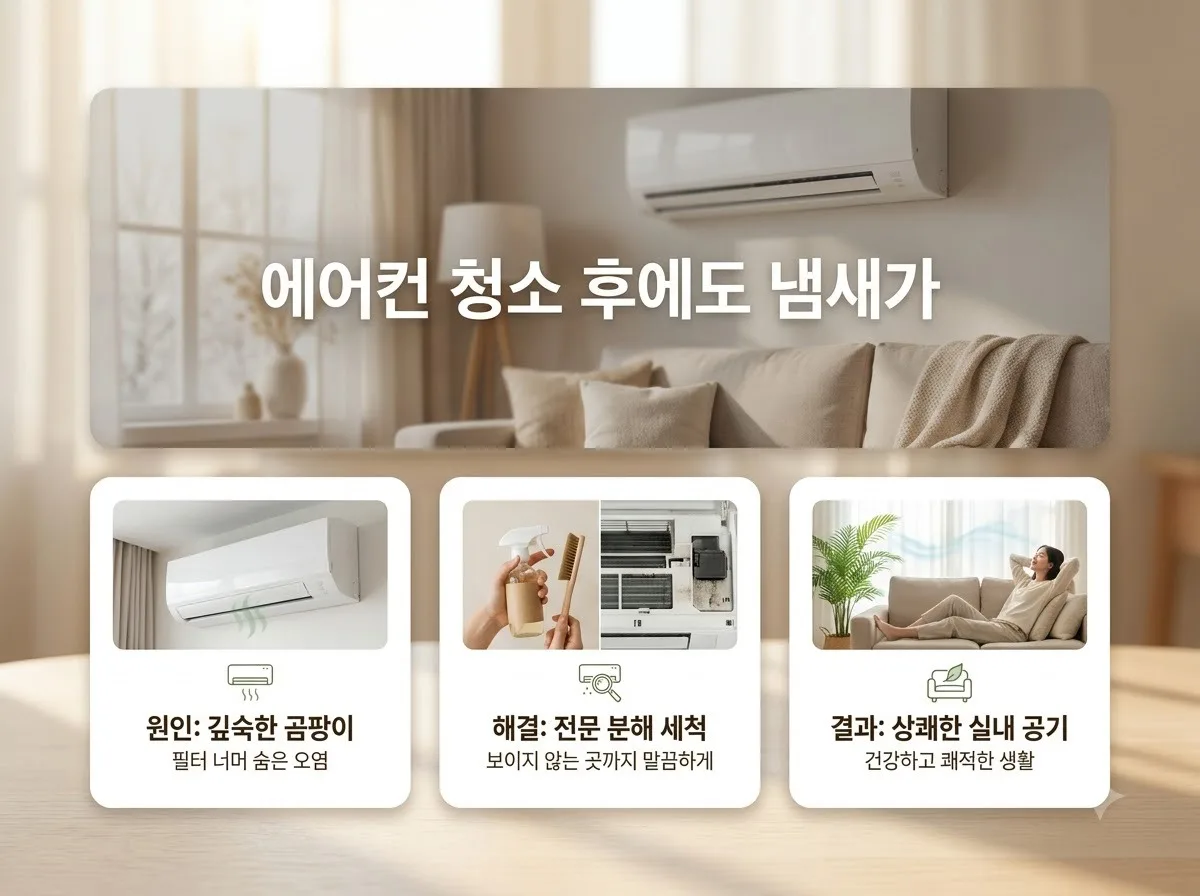 스탠드 에어컨 청소 후 냄새 원인과 드레인 호스 잔수 관리법