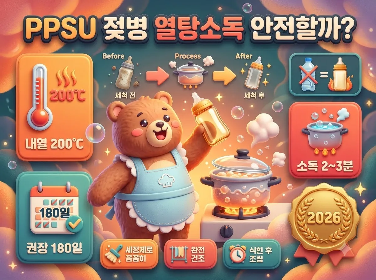 PPSU 젖병 열탕소독 안전할까? 2026년 사용 전 반드시 확인할 3가지 표시