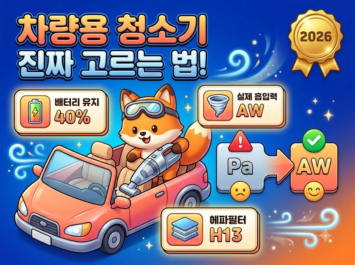 차량용 청소기 고르는 법, 흡입력 수치보다 중요한 실사용 핵심 기준 (2026)
