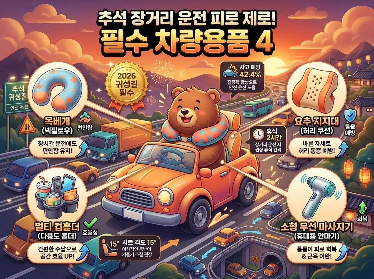 추석 귀성길 차량용품 4가지, 장거리 운전 피로 줄이는 필수 준비물