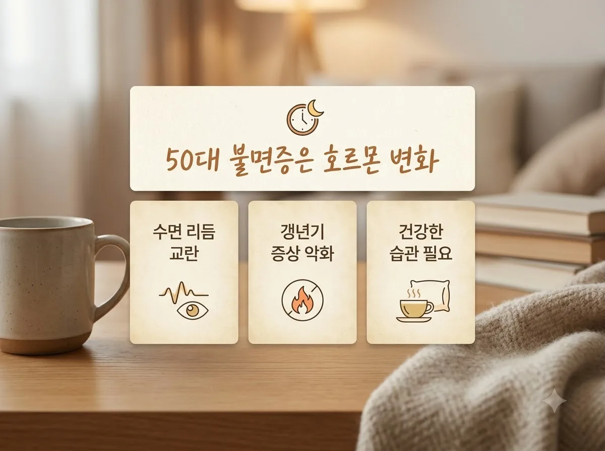 50대 불면증 극복하는 법, 새벽 세시마다 깨는 이유와 해결책 핵심을 요약한 대표 썸네일 이미지