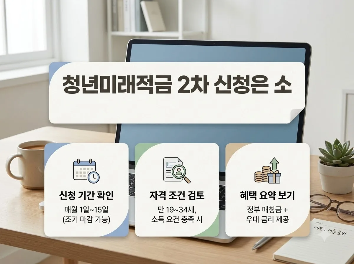 청년미래적금 2차 신청 자격과 월 납입액별 만기 수령액 핵심을 요약한 대표 썸네일 이미지