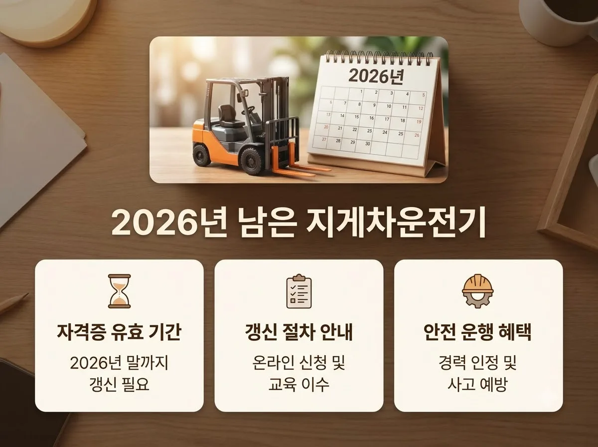 지게차 시험 일정, 2026년 남은 상시 시험 합격 전략 핵심을 요약한 대표 썸네일 이미지