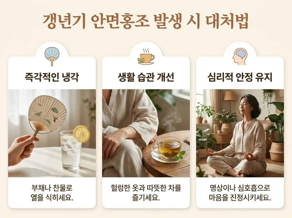 갱년기 안면홍조 카페인 마시면 생기는 증상과 악화 막는 3가지 대안 핵심을 요약한 대표 썸네일 이미지