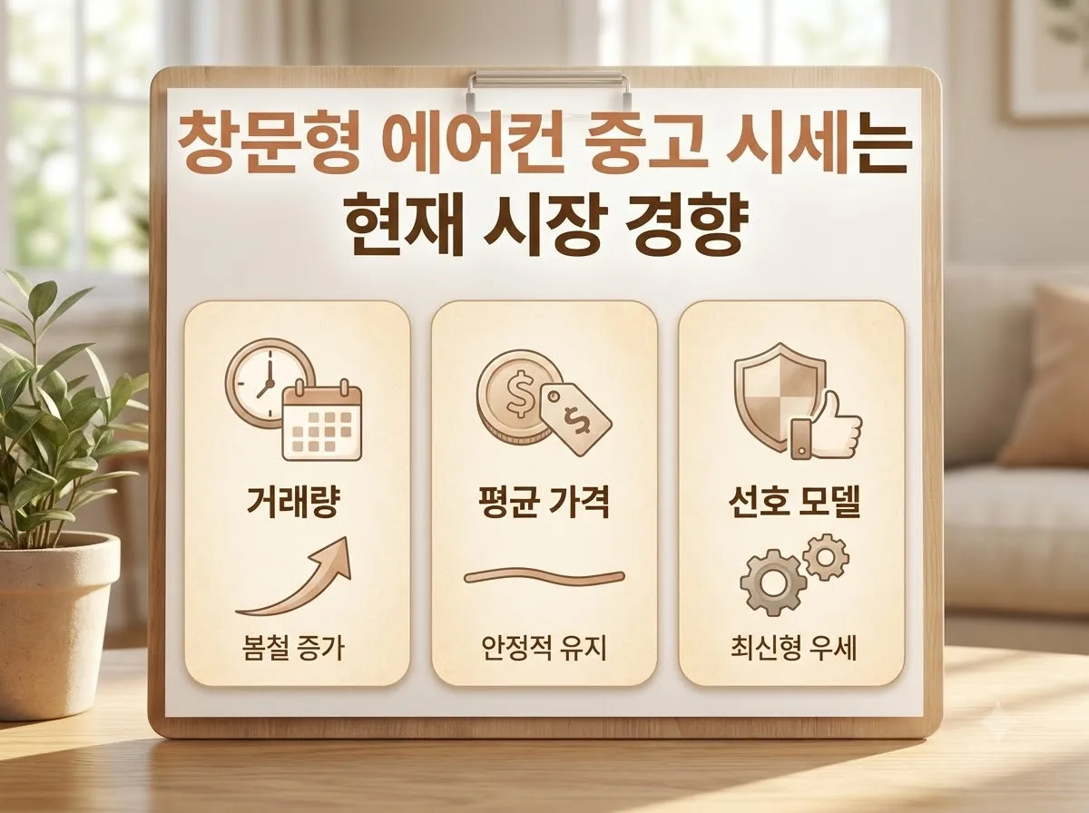 창문형 에어컨 가을 중고 시세 추이와 처분 요령 핵심을 요약한 대표 썸네일 이미지