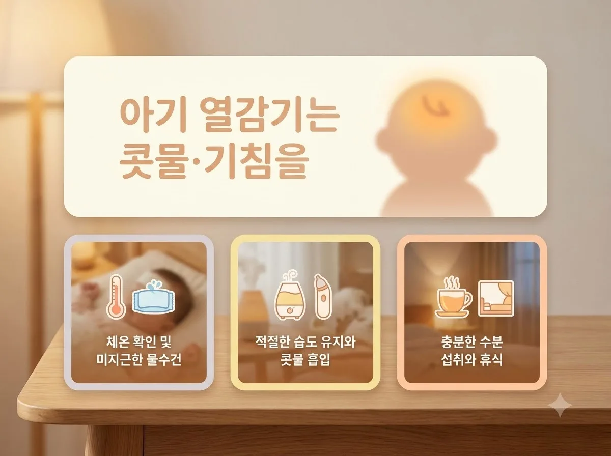 아기 열감기 목감기 편도염 차이와 열 떨어지는 기간 핵심을 요약한 대표 썸네일 이미지