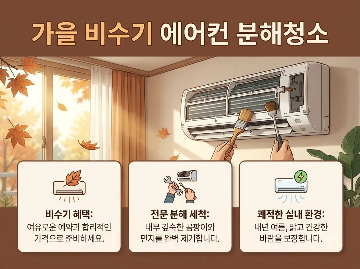 가을 비수기 에어컨 분해청소 반값 가격 비교 핵심을 요약한 대표 썸네일 이미지
