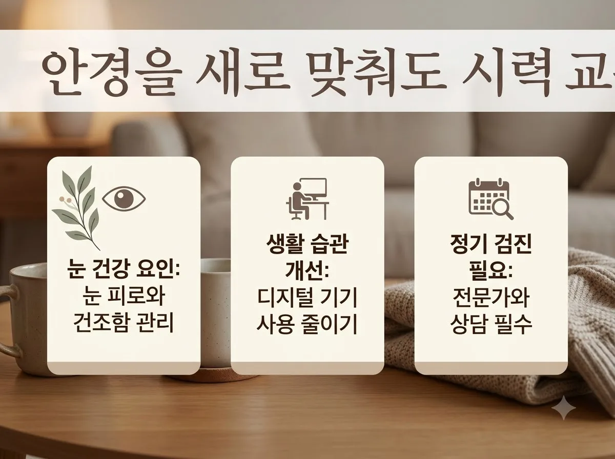 안경을 바꿔도 흐릿하다면 의심할 초기 백내장 3가지 증상 핵심을 요약한 대표 썸네일 이미지