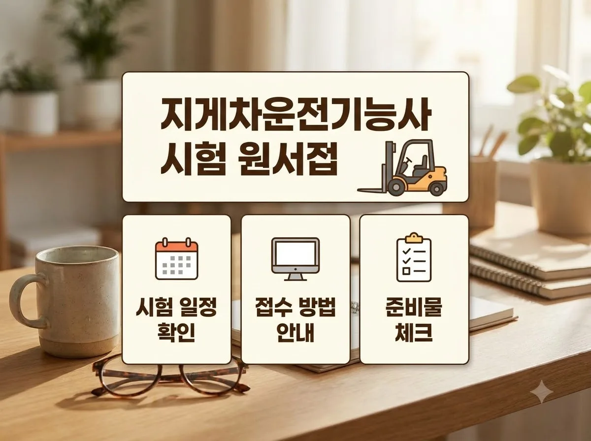 지게차운전기능사 시험일정 및 원서접수 요령 핵심을 요약한 대표 썸네일 이미지