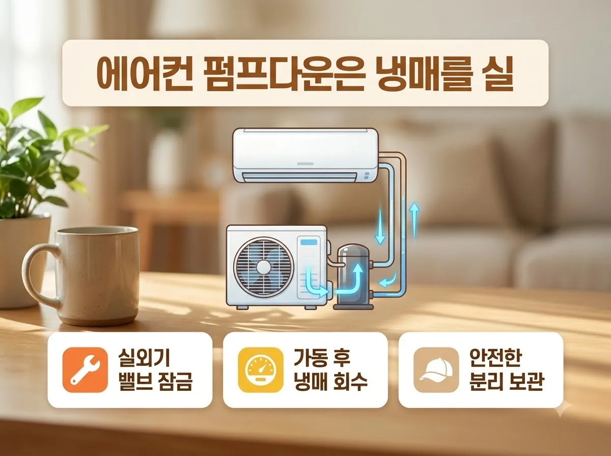 에어컨 셀프 철거 펌프다운 방법과 가스 손실 막는 3가지 기준 핵심을 요약한 대표 썸네일 이미지