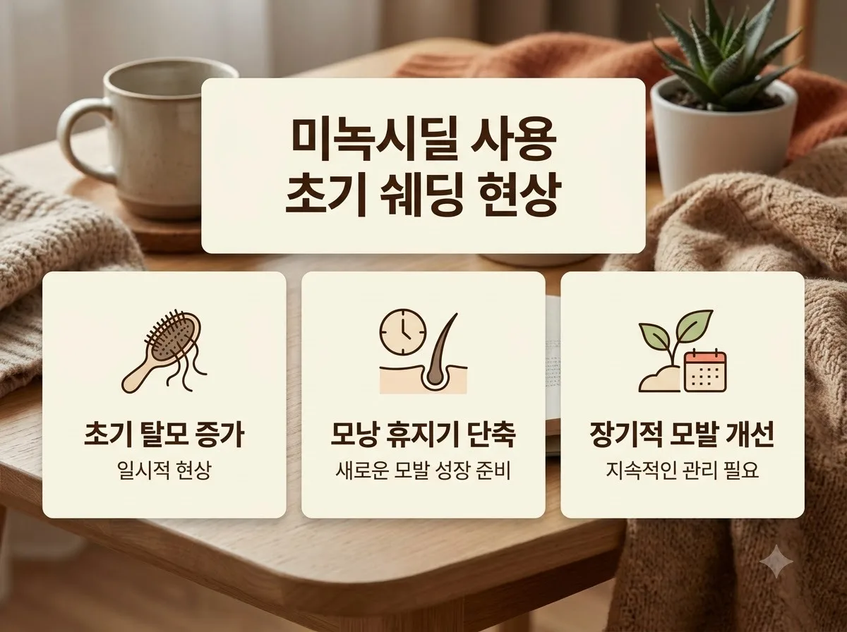 미녹시딜 초기 쉐딩 현상, 기간과 대처법 핵심을 요약한 대표 썸네일 이미지
