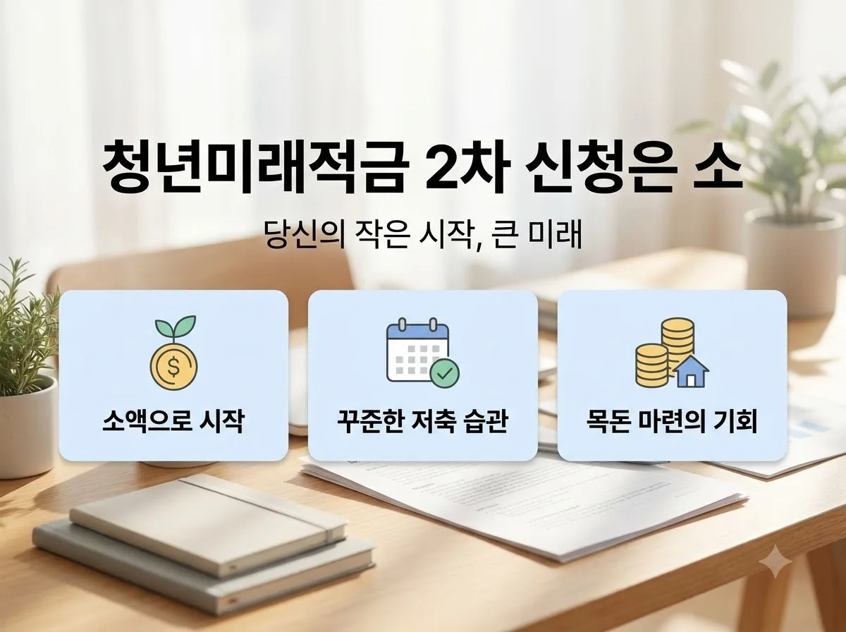 청년미래적금 2차 신청 자격과 월 50만원 저축 목돈 마련 3가지 핵심을 요약한 대표 썸네일 이미지