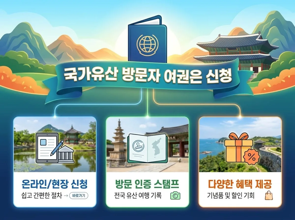 국가유산 방문자 여권 신청 14시 정각에 성공하는 실전 꿀팁 핵심을 요약한 대표 썸네일 이미지