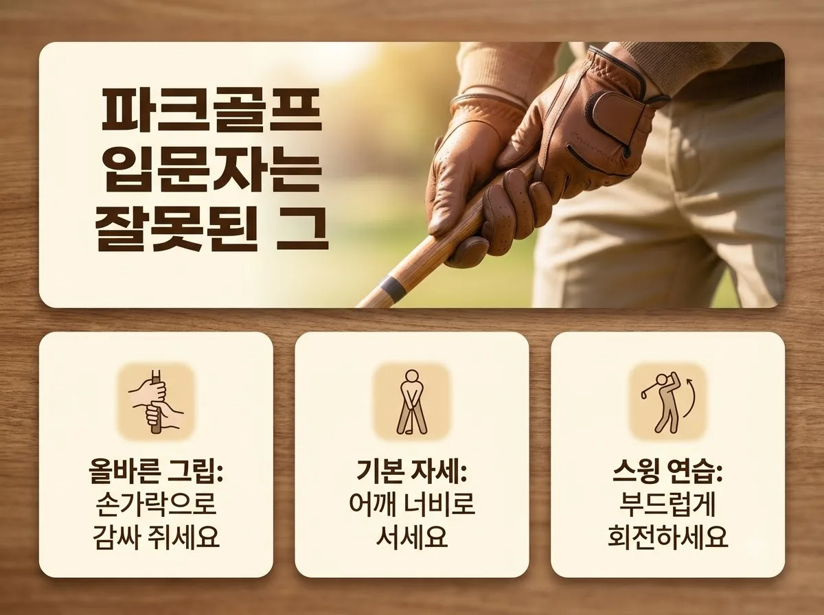 파크골프 입문자 실수 5가지와 정확한 스윙 교정법 핵심을 요약한 대표 썸네일 이미지