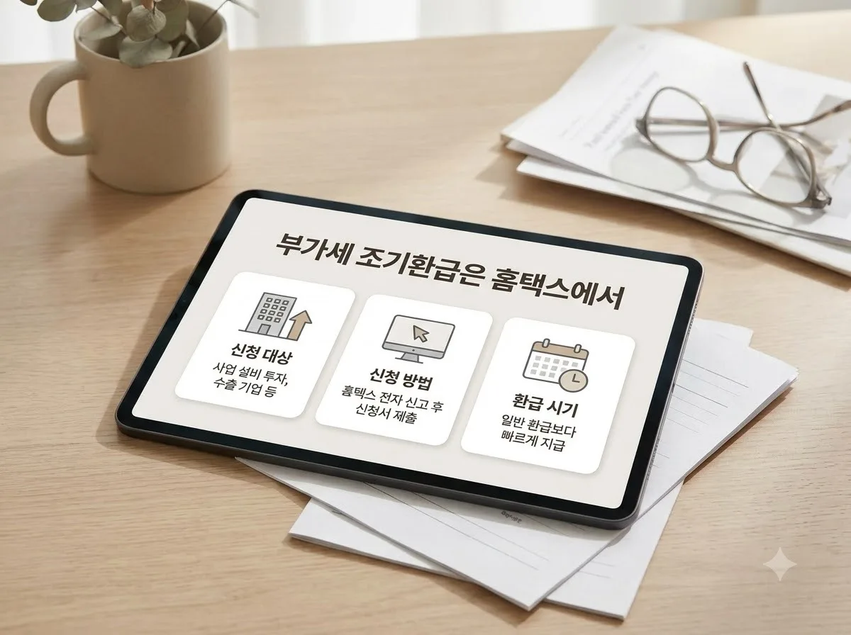 부가세 조기환급 신청 서류, 증빙 누락 막는 3가지 방법 핵심을 요약한 대표 썸네일 이미지