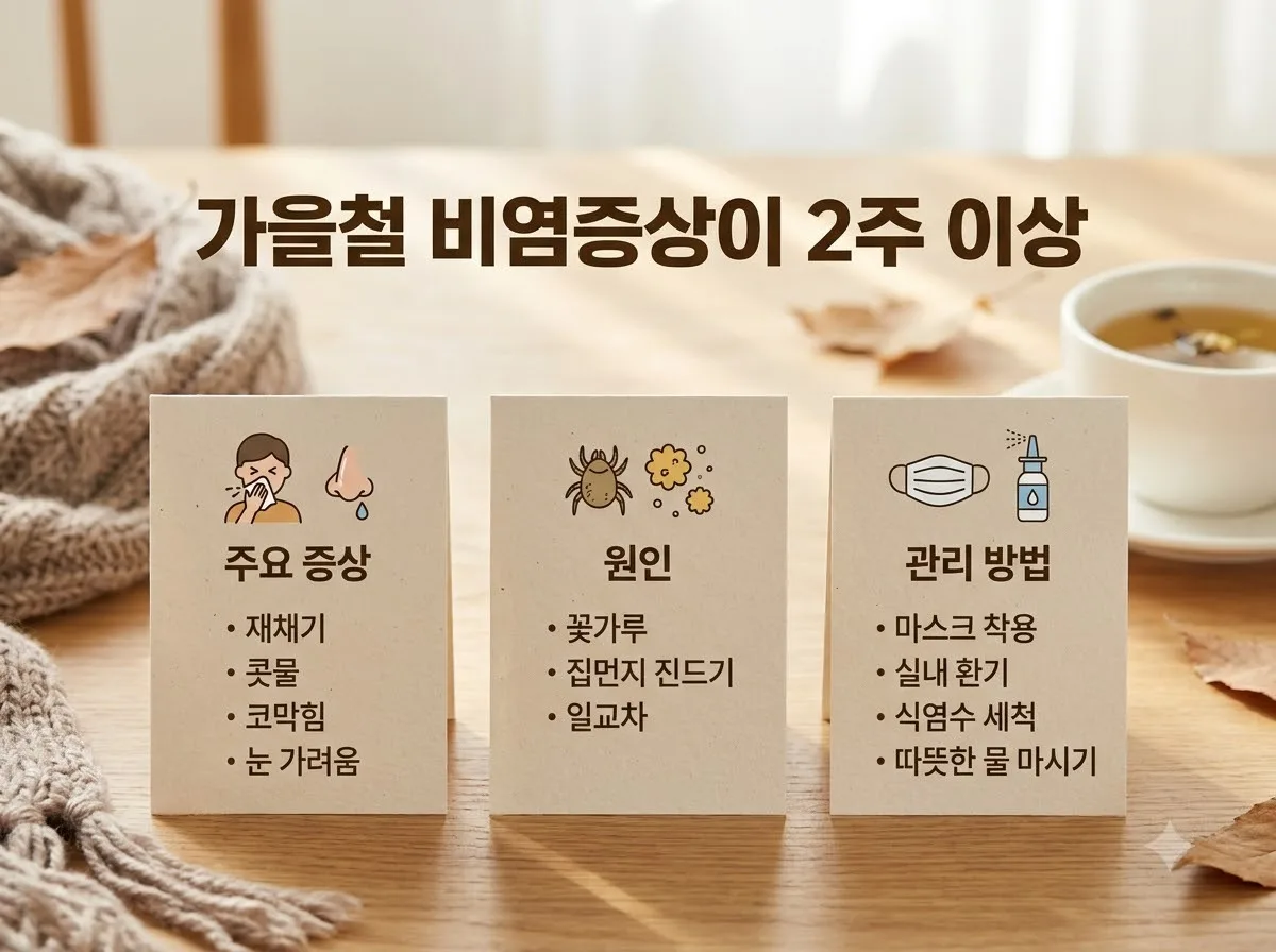 가을 비염증상, 축농증 악화 막는 3가지 관리법과 구분 기준 핵심을 요약한 대표 썸네일 이미지