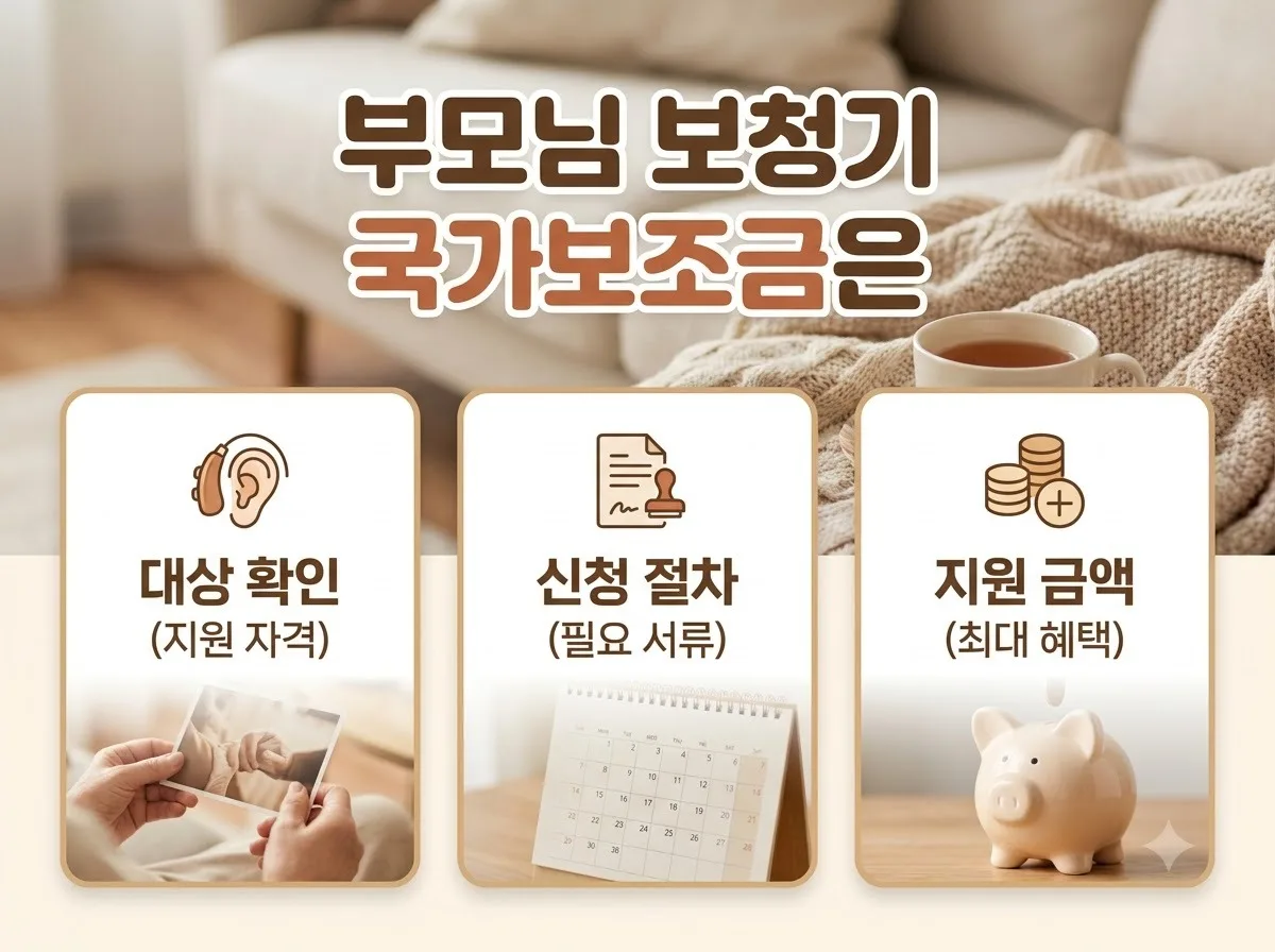 부모님 충전식 보청기 국가보조금 지원 기준과 131만 원 신청 방법 핵심을 요약한 대표 썸네일 이미지