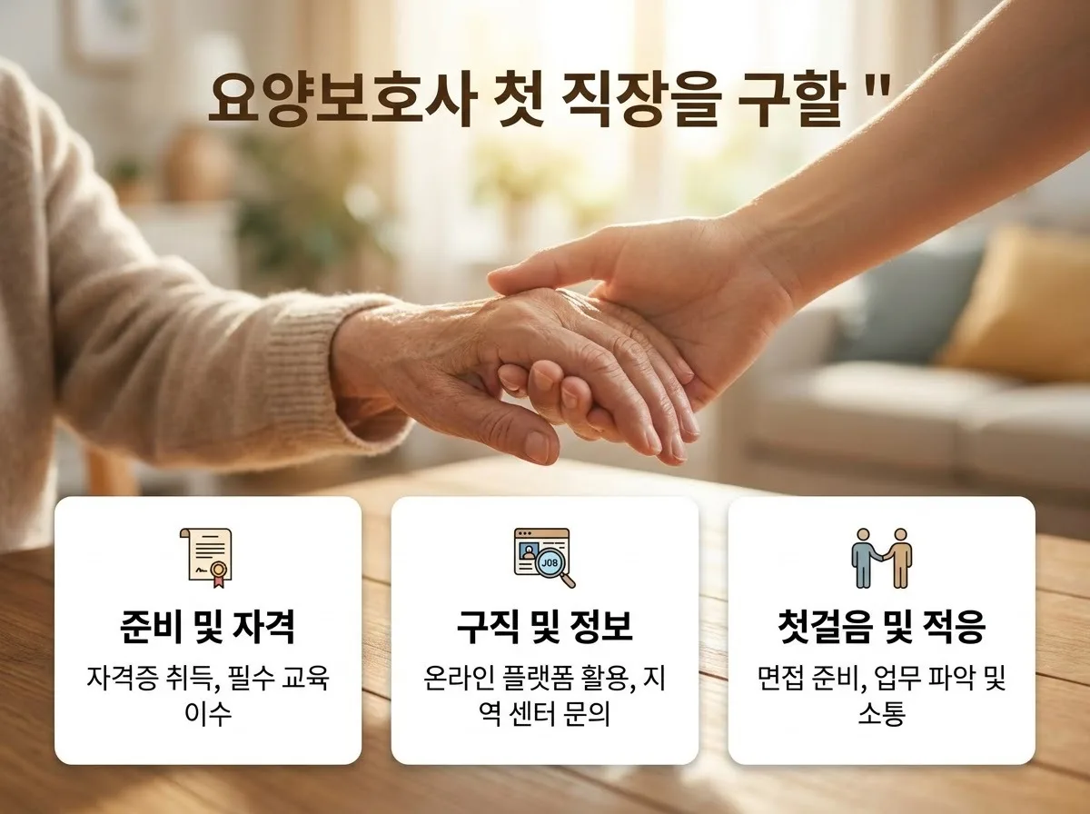 요양보호사 자격증 취득 후 첫 직장 구할 때 확인할 4가지 근무조건 핵심을 요약한 대표 썸네일 이미지