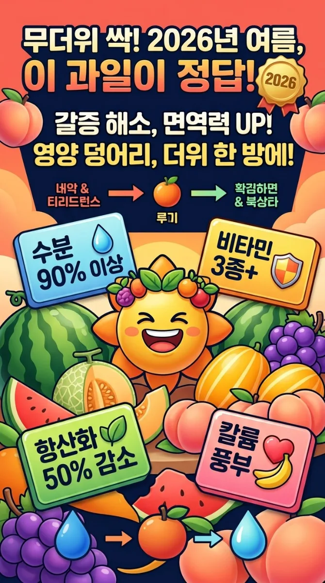 2026년 무더위 잡는 제철 과일 5가지, 영양과 효능 완벽 정리